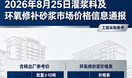 新华镇2026年8月25日灌浆料及环氧修补砂浆市场价格信息通报
